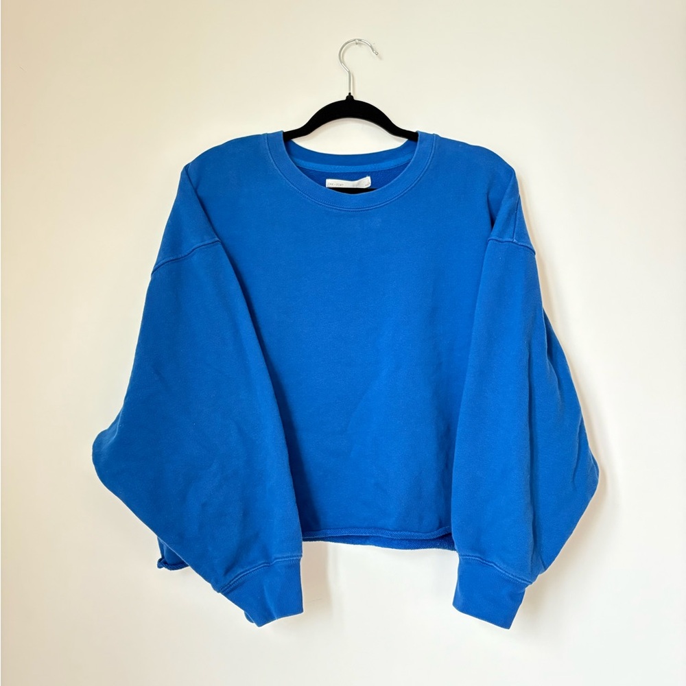 Oak + Fort Cropped Blue Crewneck Women’s Sweater - size Small